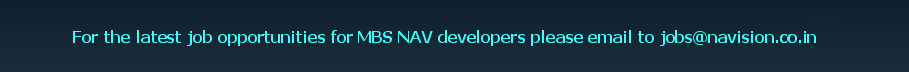 For the latest job opportunities for MBS NAV developers please email to above address...